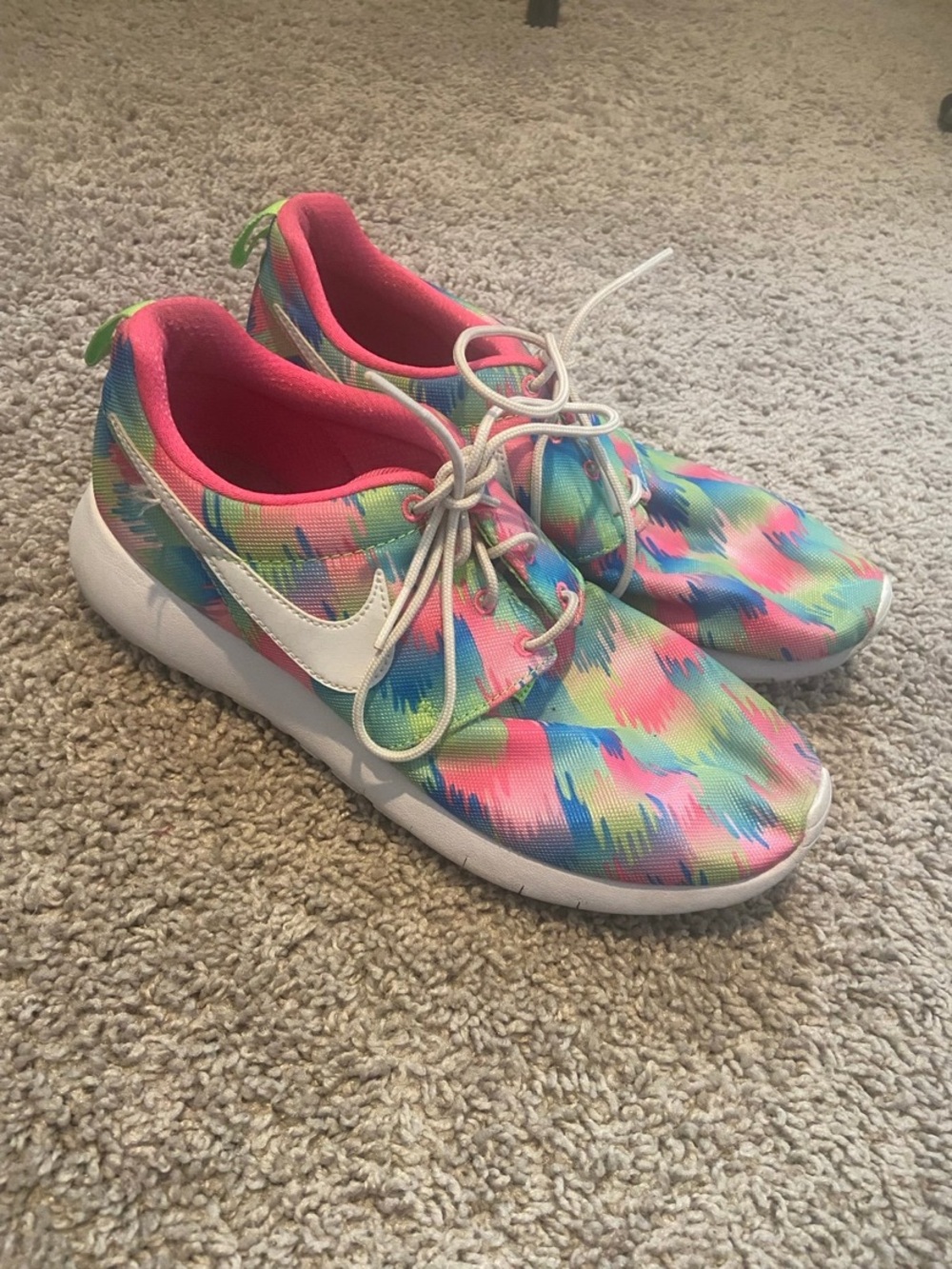 6.5Y Nike Multicolor Tie-Dye Running Shoes with White Swoosh